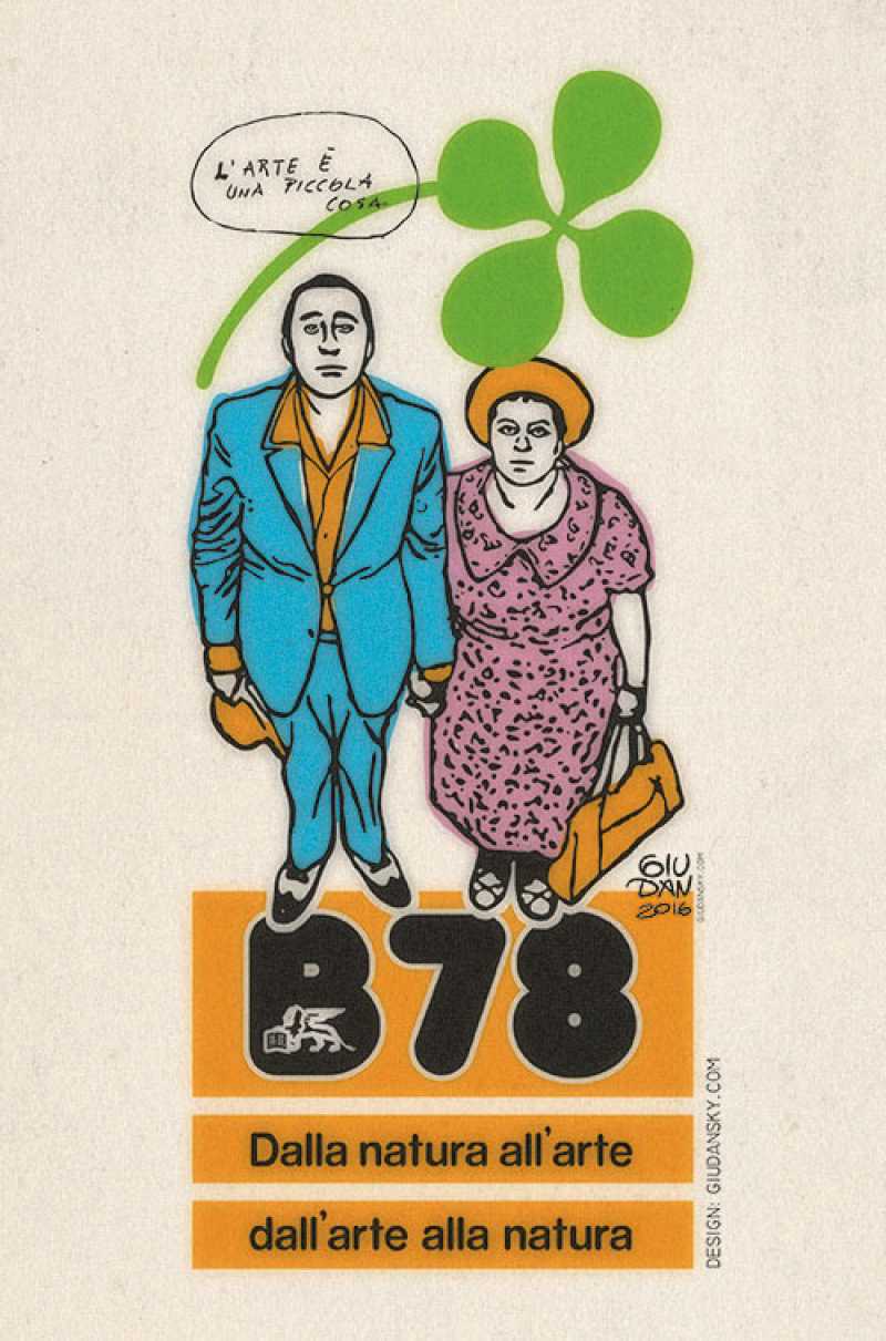 Poster illustrato dedicato a Vacanze Intelligenti illustrazione poster biennale 1978 con Sordi e Longo